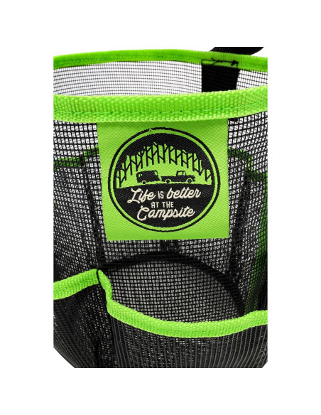 Caddy de Ducha Camco 51997 Malla Negro y Verde 22.86 cm