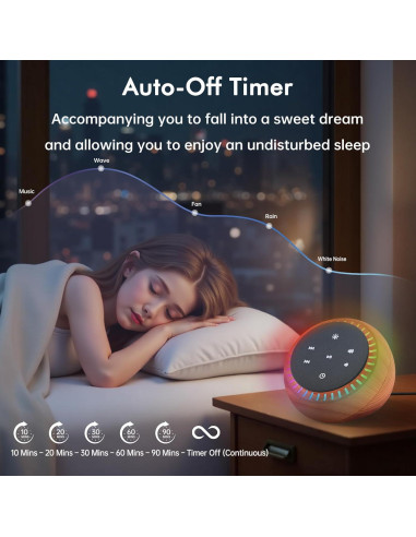 Máquina de Sonido DreamSky DS6682, 26 Sonidos Relax y Luz RGB