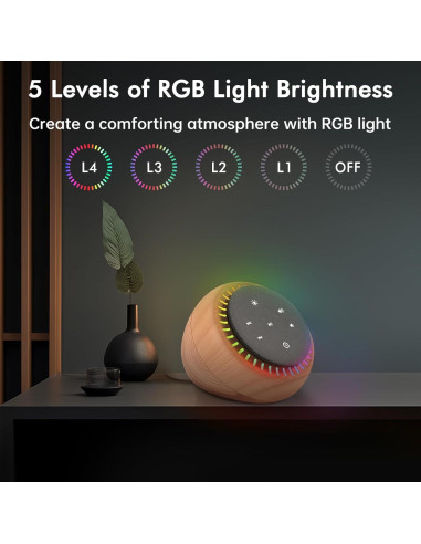 Máquina de Sonido DreamSky DS6682, 26 Sonidos Relax y Luz RGB