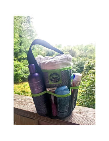 Caddy de Ducha Camco 51997 Malla Negro y Verde 22.86 cm