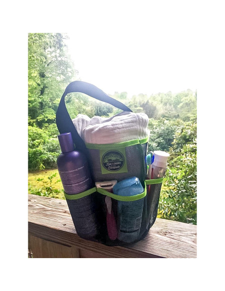Caddy de Ducha Camco 51997 Malla Negro y Verde 22.86 cm