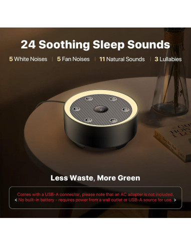 Máquina de Sonido para Dormir Kipcush K8-T, 24 Sonidos Relajantes