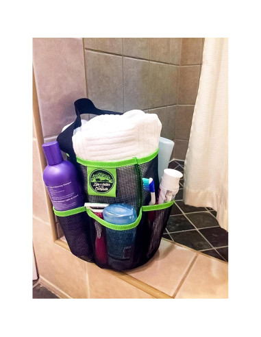 Caddy de Ducha Camco 51997 Malla Negro y Verde 22.86 cm