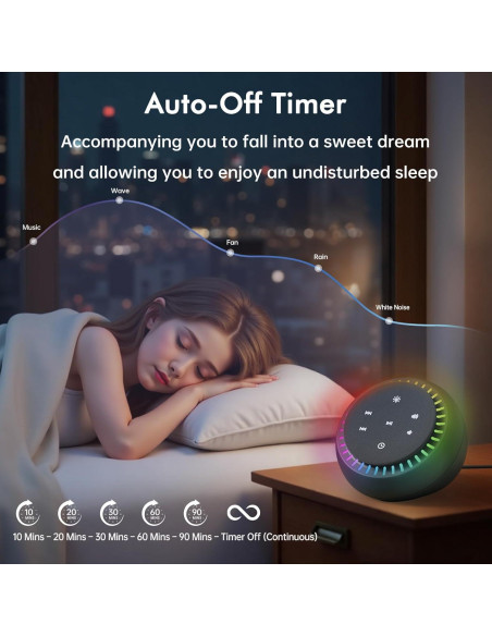 Máquina de Sonido Blanco DreamSky DS6682 con 26 Sonidos y Luz RGB