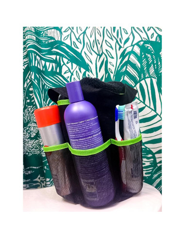 Caddy de Ducha Camco 51997 Malla Negro y Verde 22.86 cm