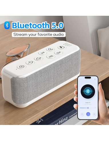 Máquina de Sonido Blanco PPLEE CR1016L con Bluetooth y Batería 3000mAh