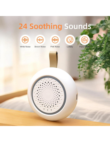 Máquina de Sonido Portátil YIWEI Rosa con Luz Nocturna y 24 Sonidos