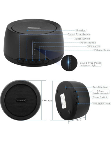 Máquina de Sonido Exmate para Dormir con 30 Sonidos Relajantes