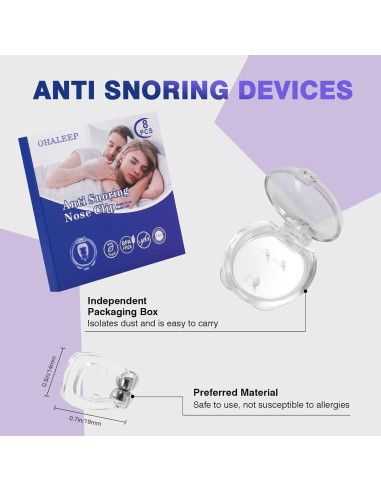 Clip Nasal Anti Ronquidos OHALEEP Silicona Ajustable Blanco M