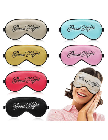 6 Máscaras de Sueño de Seda Syhood Ajustables Multicolor