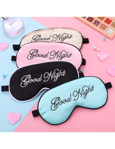 6 Máscaras de Sueño de Seda Syhood Ajustables Multicolor