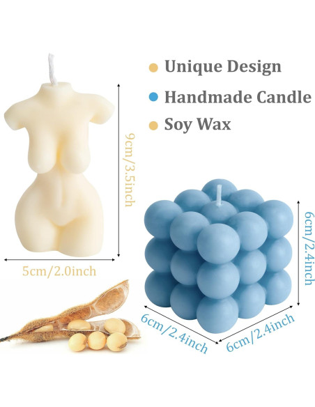 Juego de Velas Aromáticas de Cuerpo Femenino 2 Piezas Cera Soja
