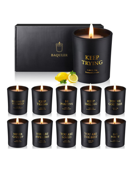 Juego de 10 Velas Aromáticas Motivacionales Baquler 55g