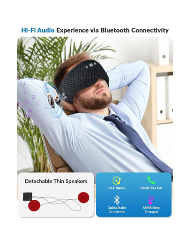 Máscara de Sueño Bluetooth ZZZ 3D Removible con Altavoces