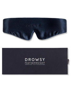 Máscara de Sueño de Seda Drowsy - Ajustable, 100% Seda de Morera, Azul