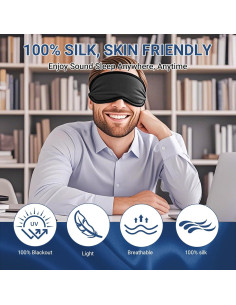 Máscara de Sueño 100% Seda de Morera SEAGEBEL - Ajustable 2