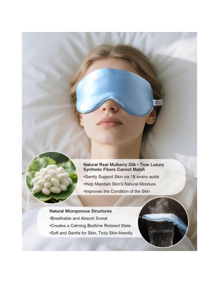 Máscara para dormir de seda de morera Barlixy 22 Momme Azul Máscara para dormir de seda de morera Barlixy 22 Momme Azul