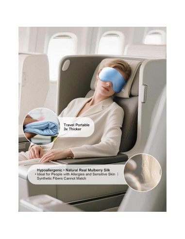 Máscara para dormir de seda de morera Barlixy 22 Momme Azul