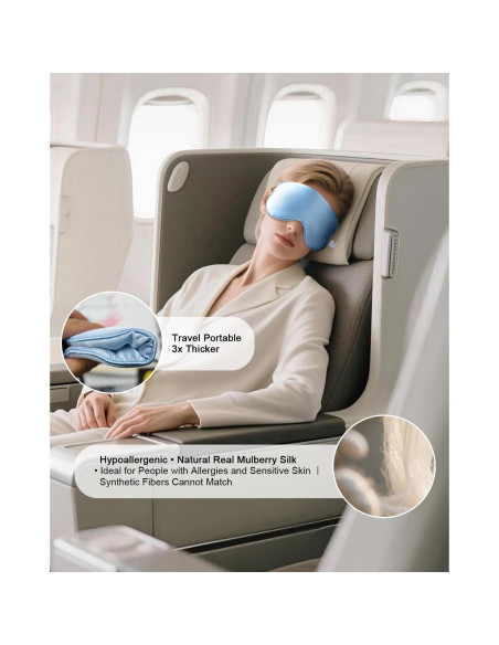 Máscara para dormir de seda de morera Barlixy 22 Momme Azul Máscara para dormir de seda de morera Barlixy 22 Momme Azul