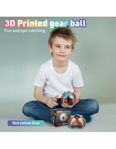 Bola de Engranaje Fidget Juguete Antiestrés 3D Rojo Amarillo Azul