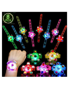 Pulseras Fidget Spinner LED SCIONE 8 Pack Brillan en la Oscuridad