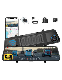 Cámara de tablero espejo 4K Aprilboy P30 con GPS y WiFi