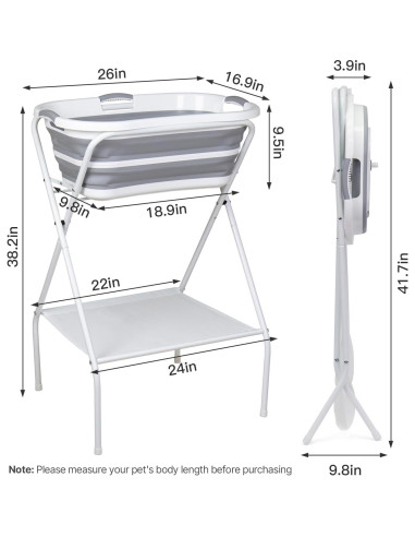 Estación de Baño para Perros 2 en 1 ZHEJIANG 97.2 cm Gris