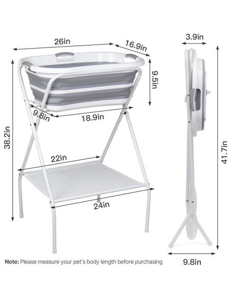 Estación de Baño para Perros 2 en 1 ZHEJIANG 97.2 cm Gris