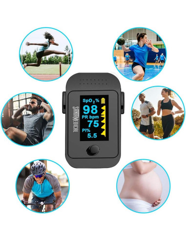 Oxímetro de Pulso Santamedical SM-519BR-BL OLED con Estuche