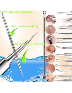 Kit de Herramientas para Espinillas Qimouwp 16 Piezas Acero Inoxidable 2