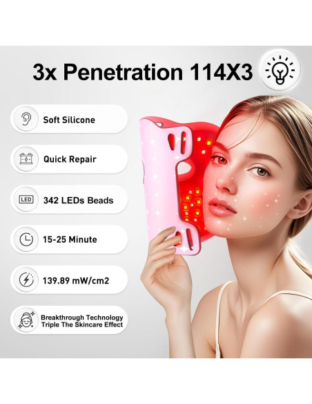 Máscara de Terapia de Luz Roja Coroever para Cara y Cuello Máscara de Terapia de Luz Roja Coroever para Cara y Cuello