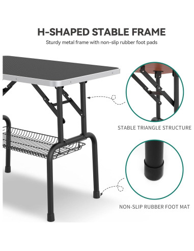 Mesa de Aseo para Perros YITAHOME 91.44 cm Ajustable Plegable