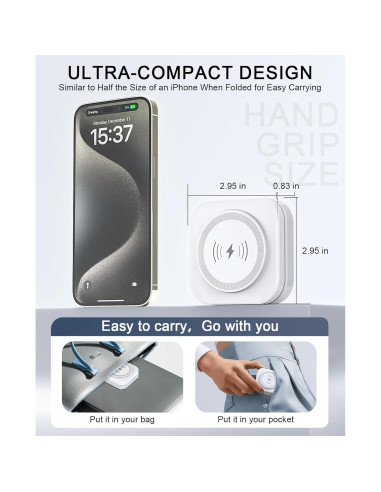 Cargador Inalámbrico Magnético 5 en 1 Quzudn para iPhone 12-16