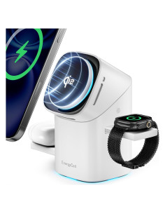 Cargador Inalámbrico 3 en 1 EnergyCell Qi2 15W Blanco