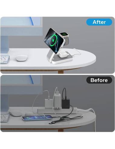 Estación de Carga Inalámbrica 3 en 1 Eazpower para iPhone y Apple Watch