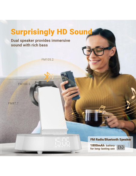 Reloj Despertador Inalámbrico FREEFISH con Carga para iPhone