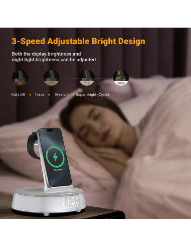 Reloj Despertador Inalámbrico FREEFISH con Carga para iPhone