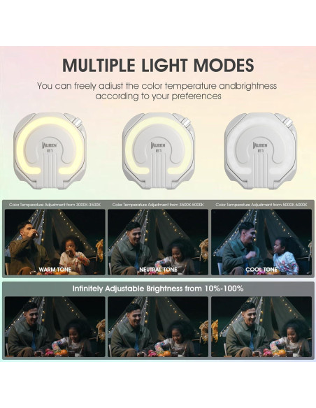 Luz de Selfie WUBEN E1 LED Recargable USB 300 Lúmenes