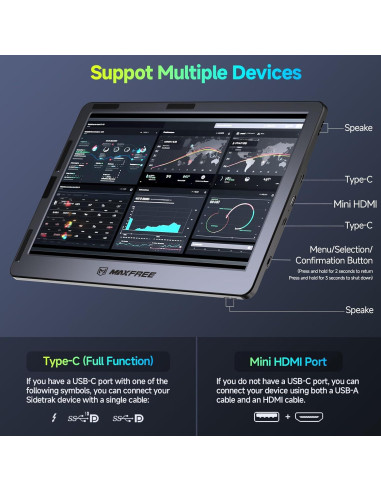 Maxfree F1 Extensor de Pantalla Portátil 14" FHD 1080p