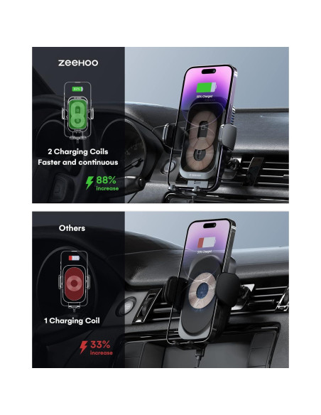 Cargador Inalámbrico para Auto ZeeHoo ICEBLOCK 15W Doble Bobina Cargador Inalámbrico para Auto ZeeHoo ICEBLOCK 15W Doble Bobina