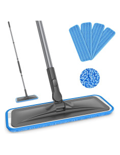 Mop de Microfibra BPAWA con Mango Ajustable 150cm y 4 Almohadillas