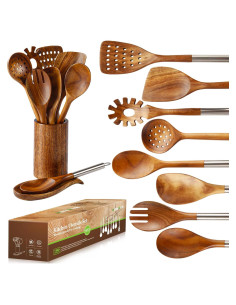 Juego de Utensilios de Cocina de Madera NAYAHOSE 10 Piezas