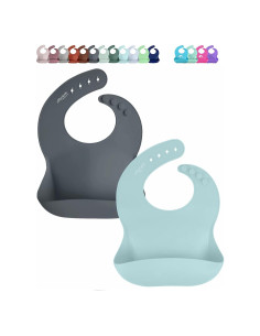 Baberos de Silicona Otterlove 100% Pura - Paquete de 2 Menta y Humo