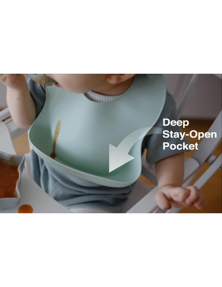 Baberos de Silicona Otterlove 100% Pura - Paquete de 2 Menta y Humo