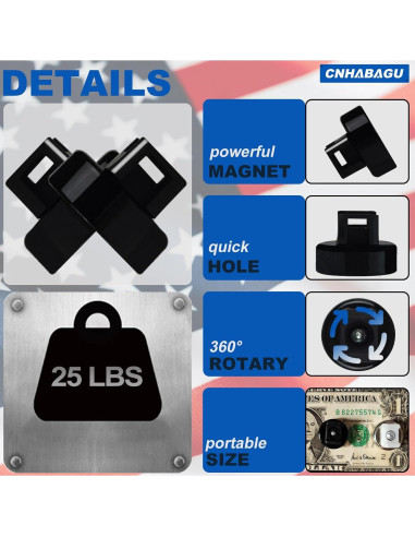 Soporte de Brida Magnética CNHABAGU 24 Piezas 11.34 kg Negro