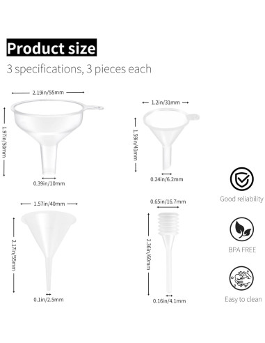 Kit de 9 Embudos de Cocina con Cuentagotas - SWJLR