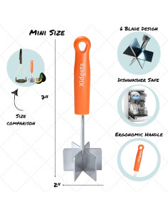 Mini Machacador de Carne Acero Inoxidable Xidgets Naranja 2