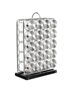 Organizador de Especias Amazon Basics 20 Tarros Vidrio Plateado