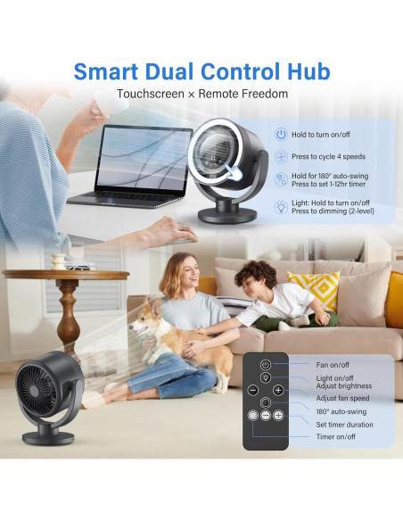 Ventilador de Escritorio Recargable Maoligo F168 10" Gris