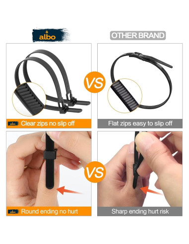 Bridas Reutilizables ALBO 200 Piezas 150-300 mm Resistentes UV